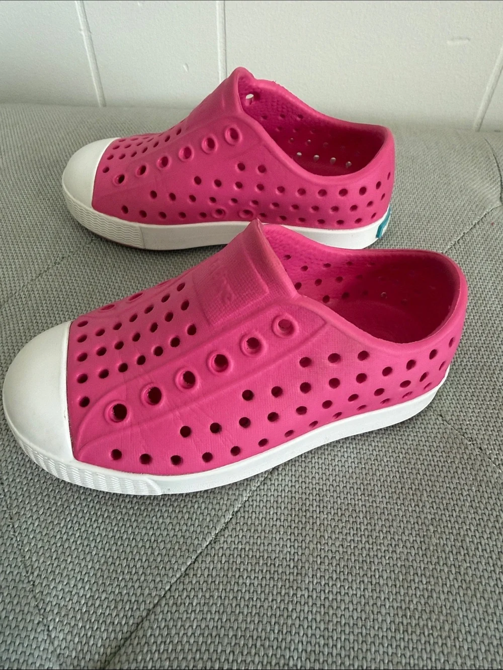 Native Kids Slip-On Water Shoes in Bright Pink with White Toe